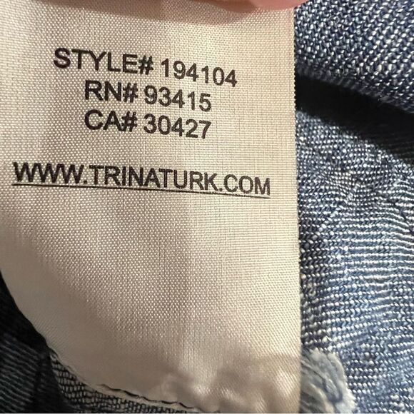 Trina Turk Raindrop Embellished Racerback Tank Womens XS Chambray Embroidered - Picture 7 of 8